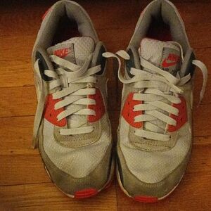 Nike Gray and Red Athletic Sneakers